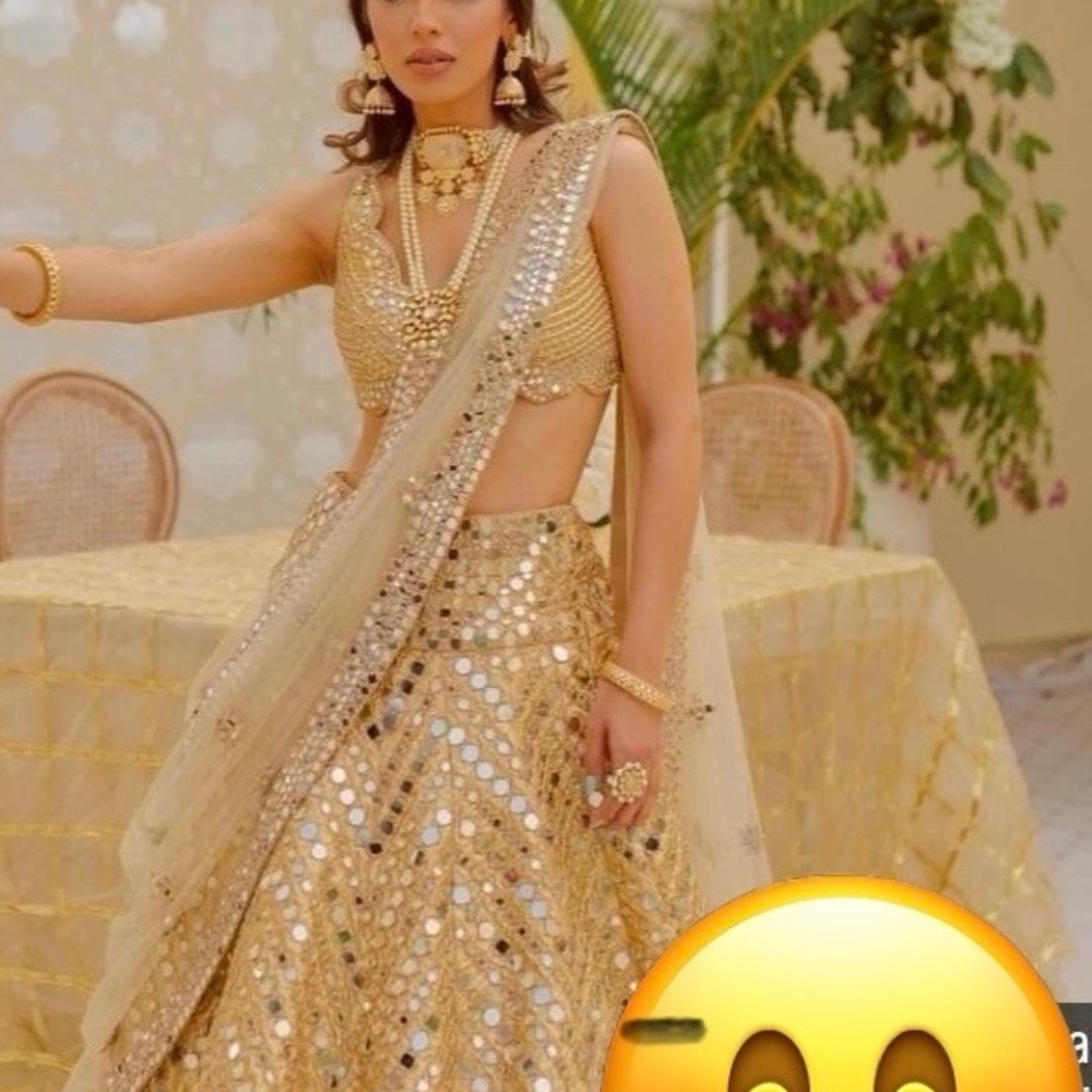 Designer Abhibav Mishra Gold Lengha